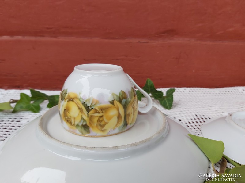 Beautiful bavaria yellow rose rosy bavaria coffee cup trio set collectible piece nostalgia country