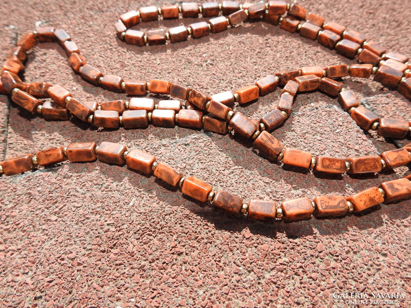 Brown square string of pearls - necklace