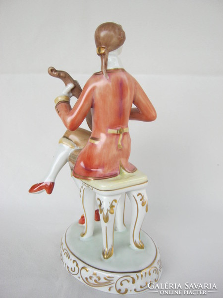 Retro ... Hollóházi porcelán barokk lanton játszó férfi