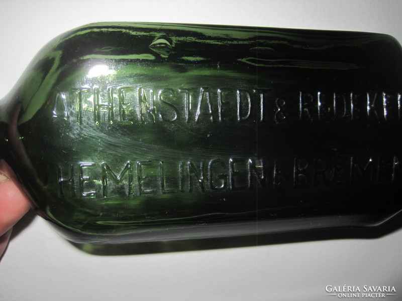Feliratos szögletes zöld palack !