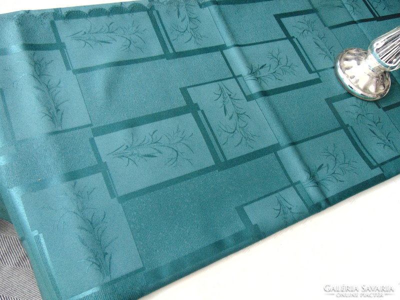Emerald green silk damask tablecloth 146 x 258 cm rectangle