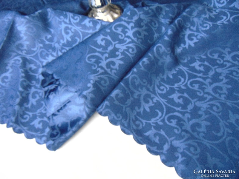 Dreamy elegant medium blue silk tablecloth 130 x 156 cm rectangle