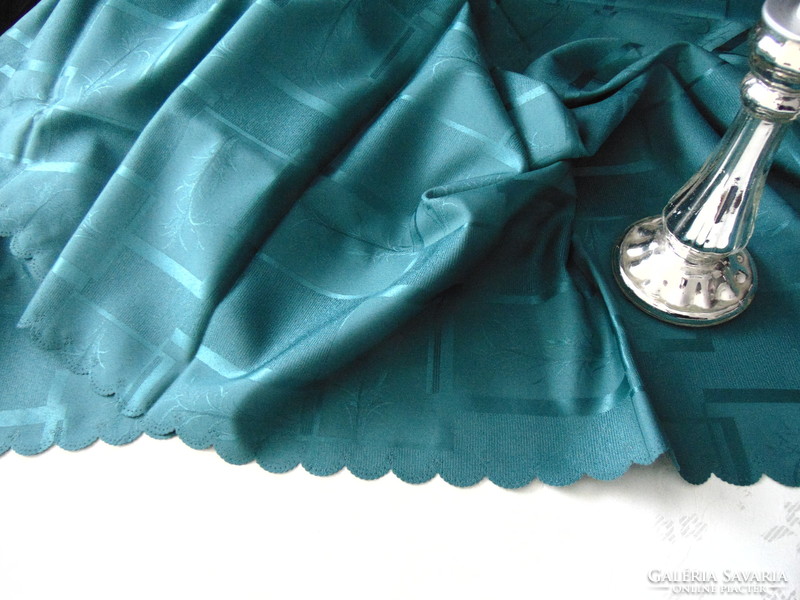 Smaragdzöld selyemdamaszt asztalterítő 158  x  300 cm ovális