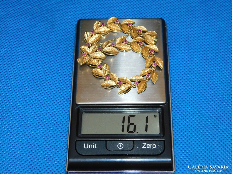 Arany  18k női karlánc rubin kövekkel  16.1 gr
