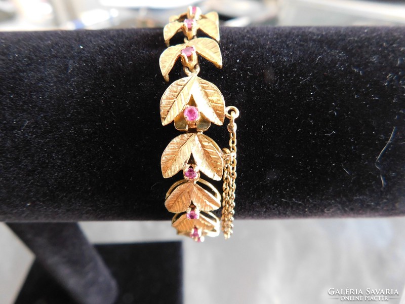 Gold 18k women's bracelet with ruby stones 16.1 Gr