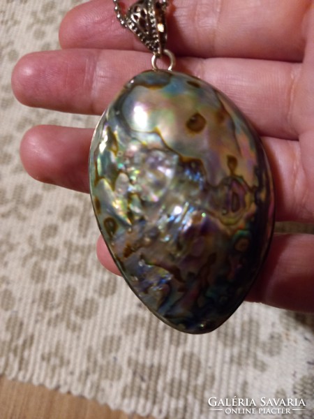 Abalone shell on a silver pendant