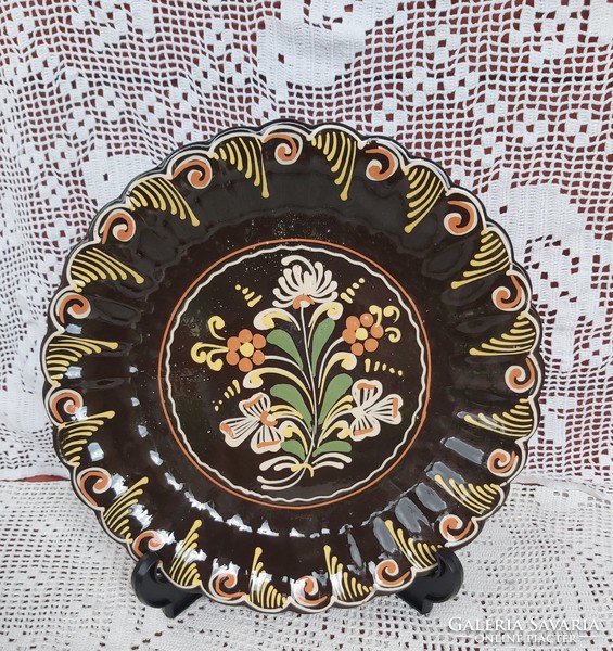 Hódmezővásárhely? 28.5 cm floral wall plate, nostalgia