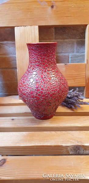 A rare Zsolnay fissured mazy eosin vase