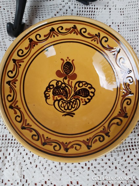 Beautiful in Hódmezővásárhely? 24.5 cm floral wall plate, nostalgia ceramic