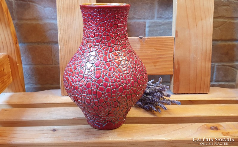A rare Zsolnay fissured mazy eosin vase