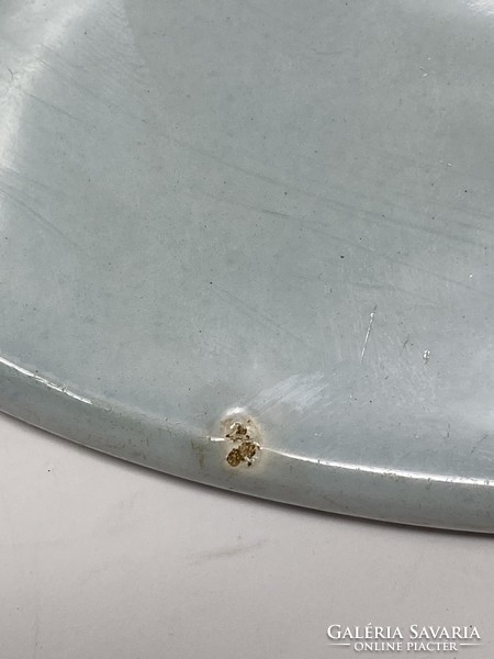 Antik Gien francia kobaltkék mintával és hercegi címerrel díszített fajansz faience tányér- CZ