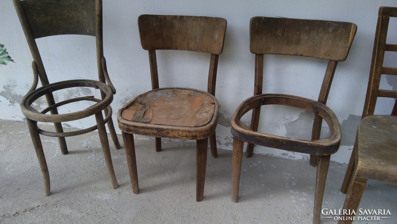 5 pieces of antique art deco or Thonet-style wooden chairs for renovation, preferably for sale together HUF 10,000