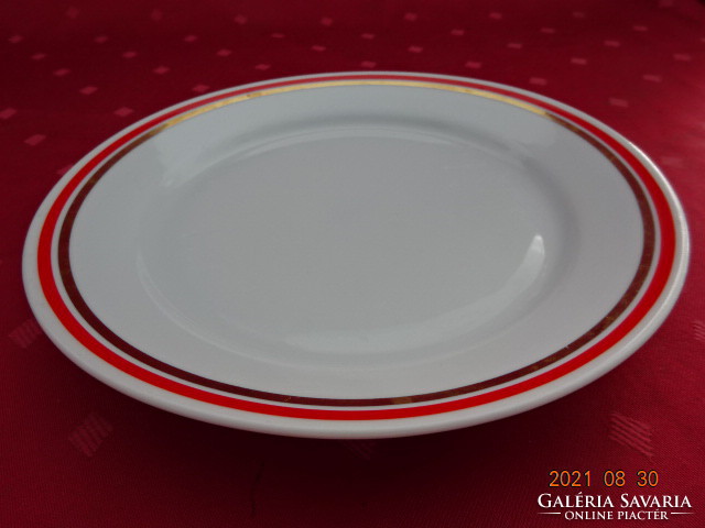 Alfö porcelain small plate, with a red and gold stripe on the edge, diameter 19 cm. He has!