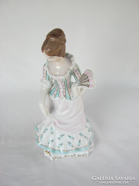 Retro ... Hollóházi porcelán barokk nő legyezővel