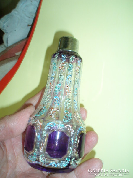 Antik művészi üveg Moser? parfümtartó  tégely