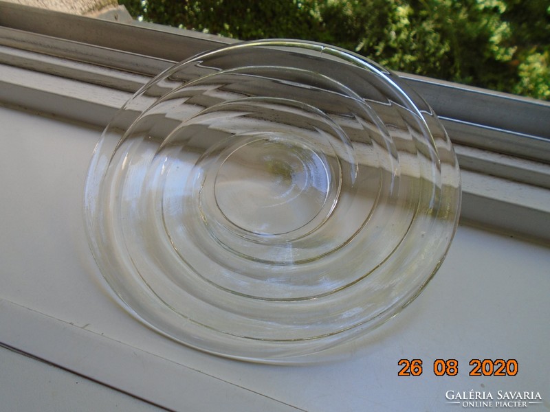 Modern vonalú üveg tál érdekes dombor spirál mintával
