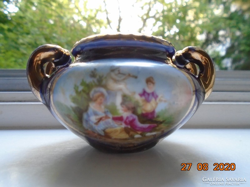 19th century Viennese court empire miniature cobalt gold toy soup bowl