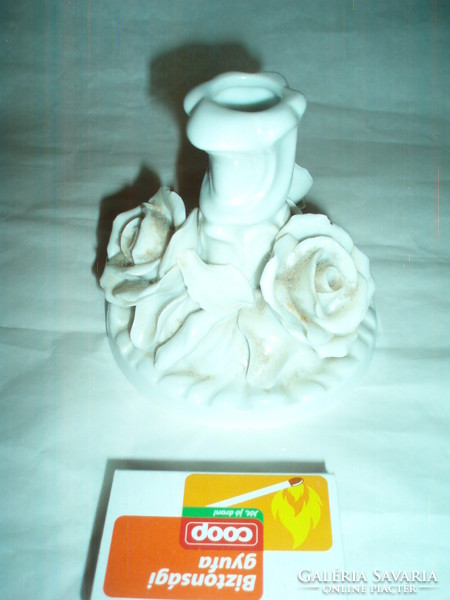 Herend white rose porcelain candle holder