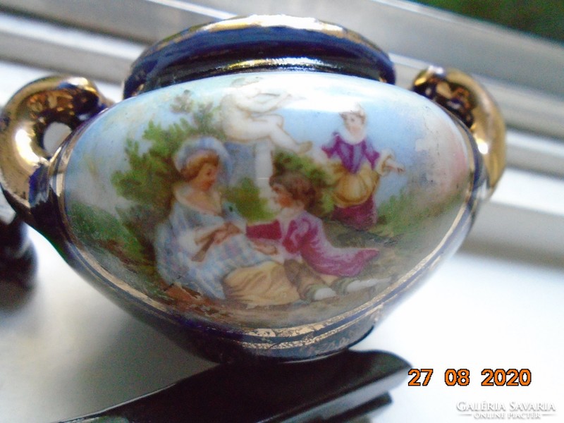 19th century Viennese court empire miniature cobalt gold toy soup bowl