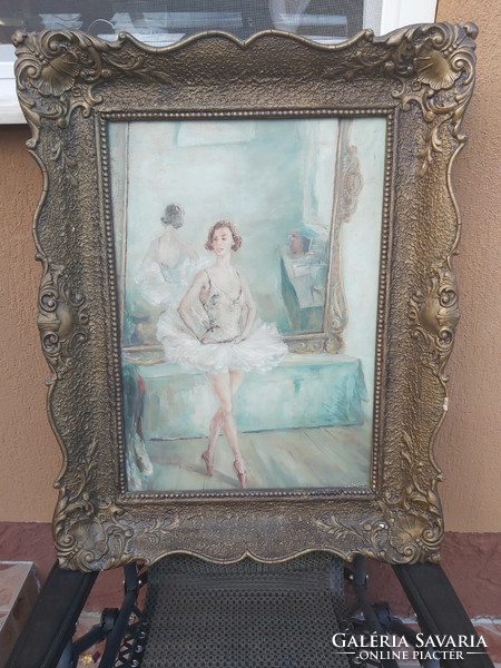 Czinege painting in an antique frame