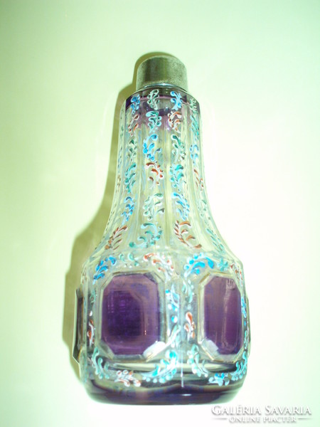 Antik művészi üveg Moser? parfümtartó  tégely