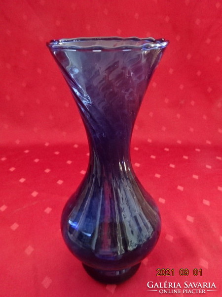 Kobalt kék üveg váza, magassága 20,5 cm. Vanneki! Jókai.