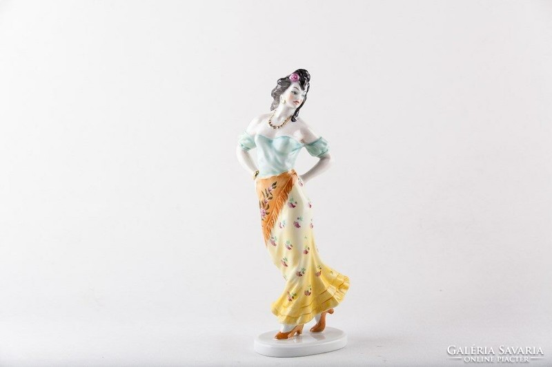 HERENDI, BÁJOS CARMEN CIGÁNY LÁNY KÉZZEL FESTETT PORCELÁN FIGURA, HIBÁTLAN! (P011)