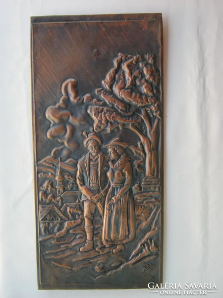 Signed embossed copper wall picture wall decoration