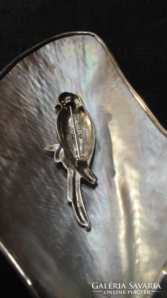 Silver parrot brooch, 1960s