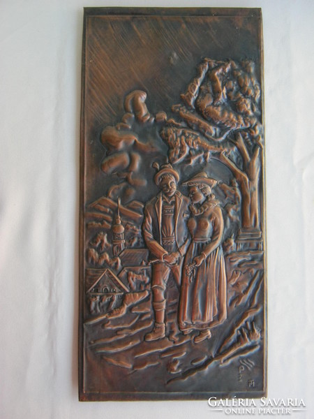 Signed embossed copper wall picture wall decoration