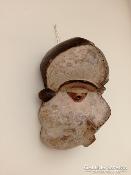 Antique African Pende ethnic group healing sick mask Congo drum 8 4022