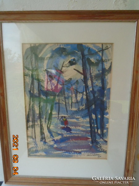Famous French painter is a beautiful work (walking in the woods) masterpiece from 1944