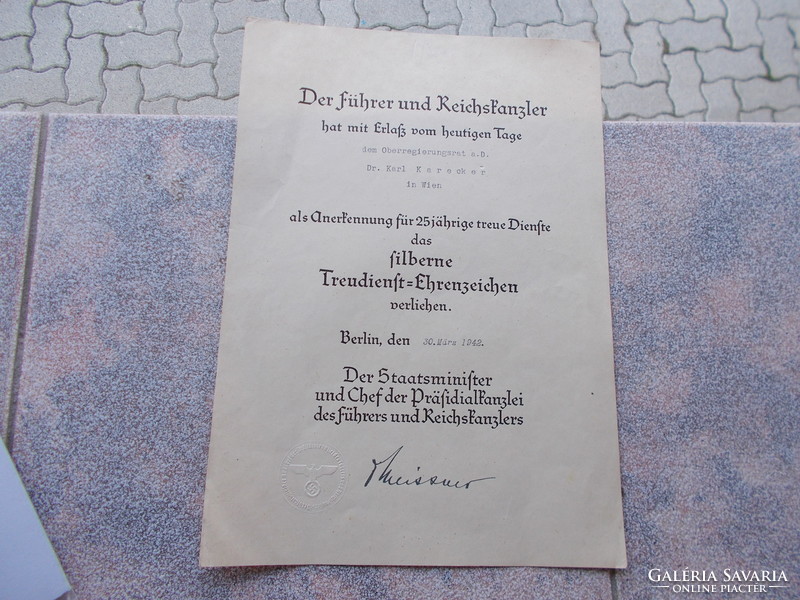 WW2, German Nazi document, original certificate