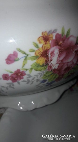 Zsolnay, beautiful rosy, rare floral pattern, soup bowl