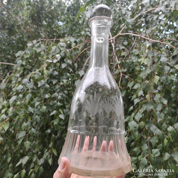 Dugós üveg palack boros likörös karaffa csiszolt üveg Kancsó Szecessziós Art Deco .1,2 l-es
