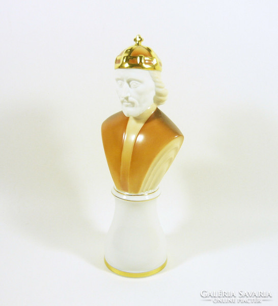Herend, King (dark) 22.2 Cm hand-painted porcelain chess piece, flawless! (P119)