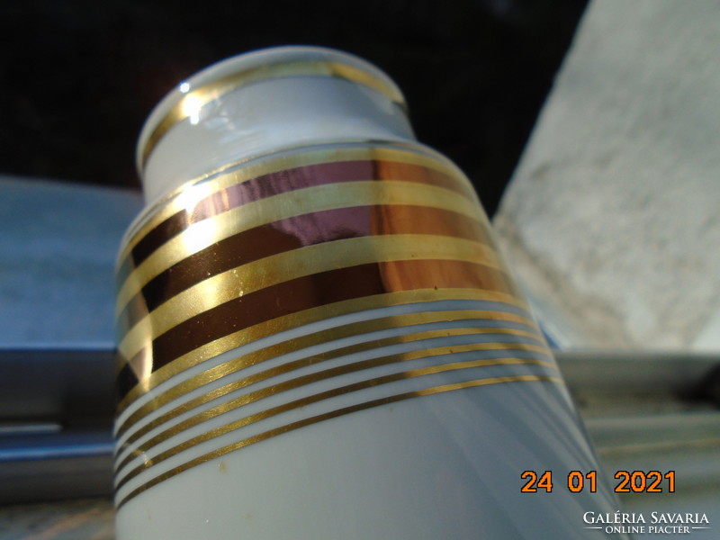 Bauhaus weimar porcelain two-tone tube vase decorated with gold stripes teen 225 model