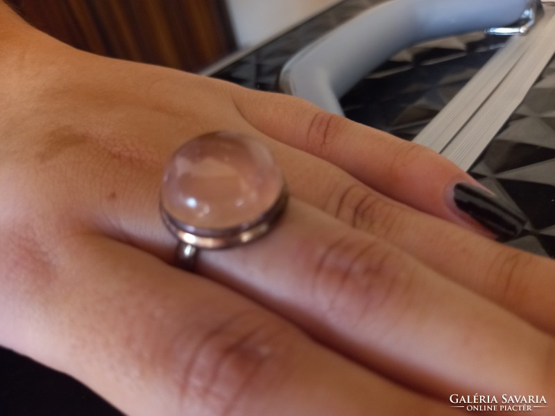 Izraeli ezüst gyűrű 10 ct rózsakvarc kővel 8-as méret
