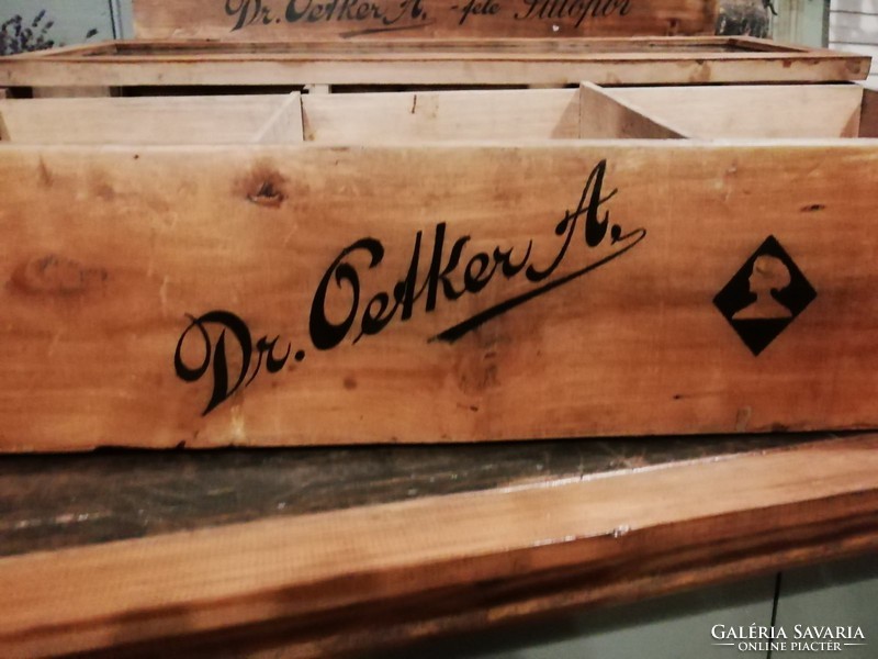 Dr. Oetker, bolti, szatócsbolti tároló fa doboz, ritka gyűjtői darab