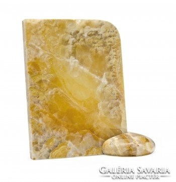 Art deco photo stand, photo holder, rare yellow onyx semi-precious stone, antique jewelry, onyx semi-precious stone sheet