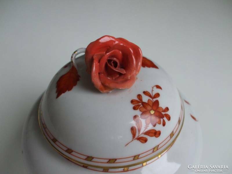 Herend, apponyi rosy porcelain bonbonierre, flawless! (P033)
