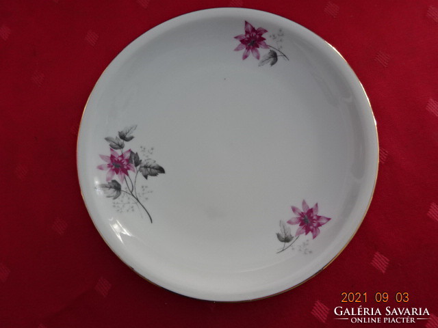 Alföldi porcelán hat darabos kistányér, ciklámen színű virággal, átmérője 16,5 cm. Vanneki!