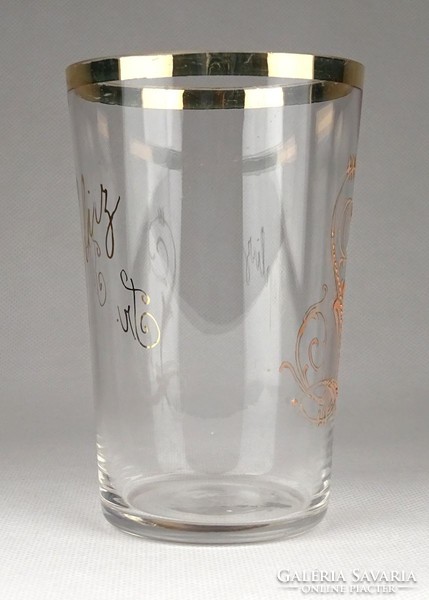 1F964 Régi aranyozott feliratos üveg pohár kúrapohár fürdőpohár felvidék FR. TEPLITZ