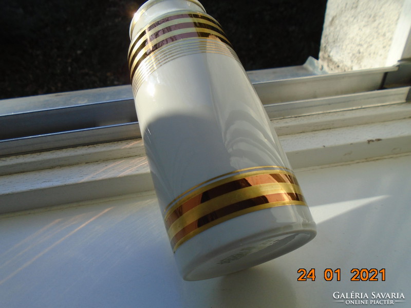 Bauhaus weimar porcelain two-tone tube vase decorated with gold stripes teen 225 model