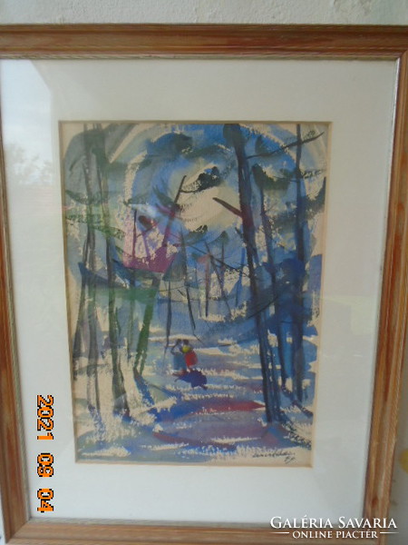 Famous French painter is a beautiful work (walking in the woods) masterpiece from 1944