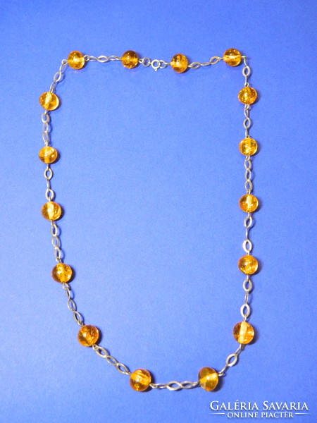Fischland antique silver amber stone necklace