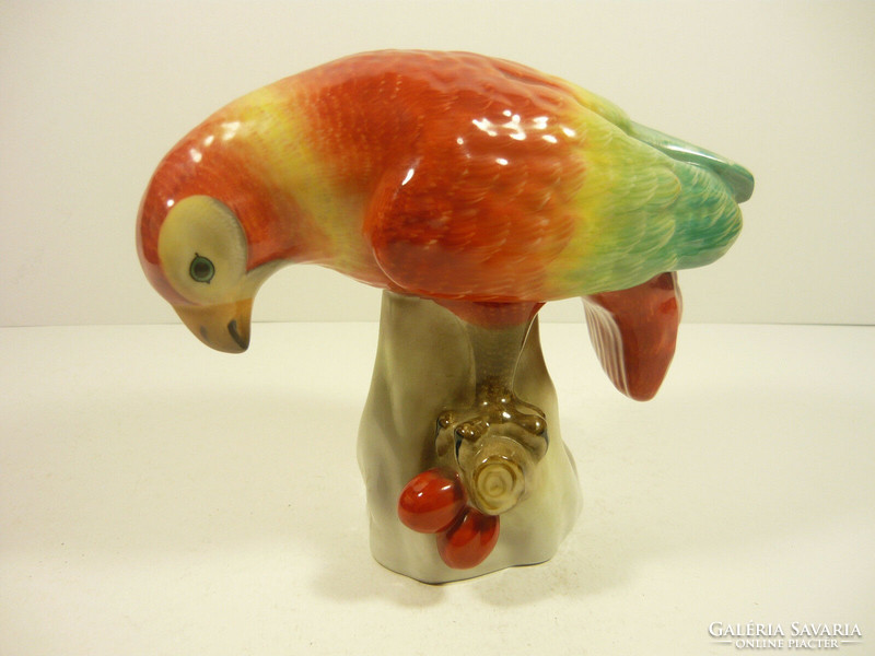 Herend, parrot bird 17 cm hand-painted porcelain figurine, flawless! (P014)