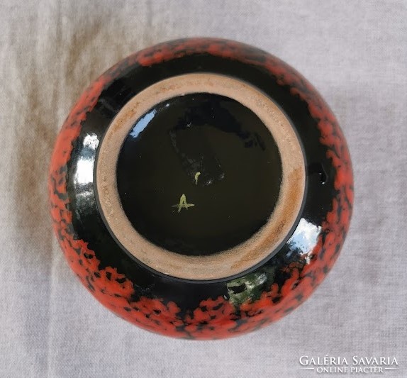 Retro vase, ikebana, marked, 15 cm, Hungarian handicraft ceramics