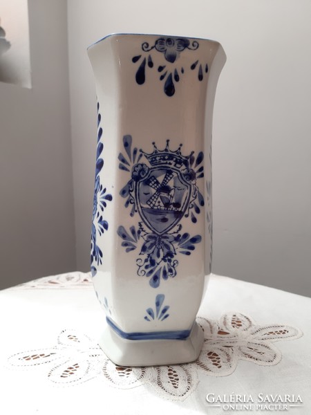 Richly decorated beautiful windmill Dutch porcelain vase