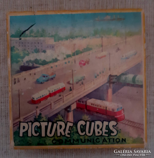 Antique fabulous logic puzzle cube.6-With pictures of old vehicles in beautiful condition
